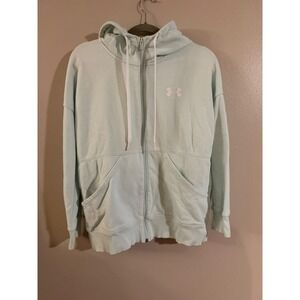 Under Armour Womens Rival Fleece Full Zip Hoodie Mint Green Loose Fit Small